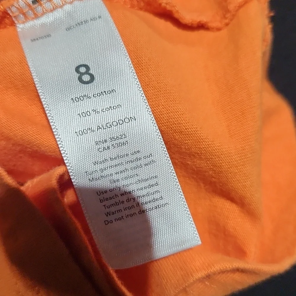 Carters Orange Halloween Jack O Lantern Pumpkin Long Sleeve Tshirt Size 8